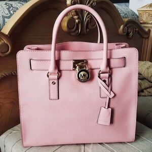PINK MICHAEL KORS Purse Hamilton Traveler Satchel Crossbody Blush Dusty Rose
